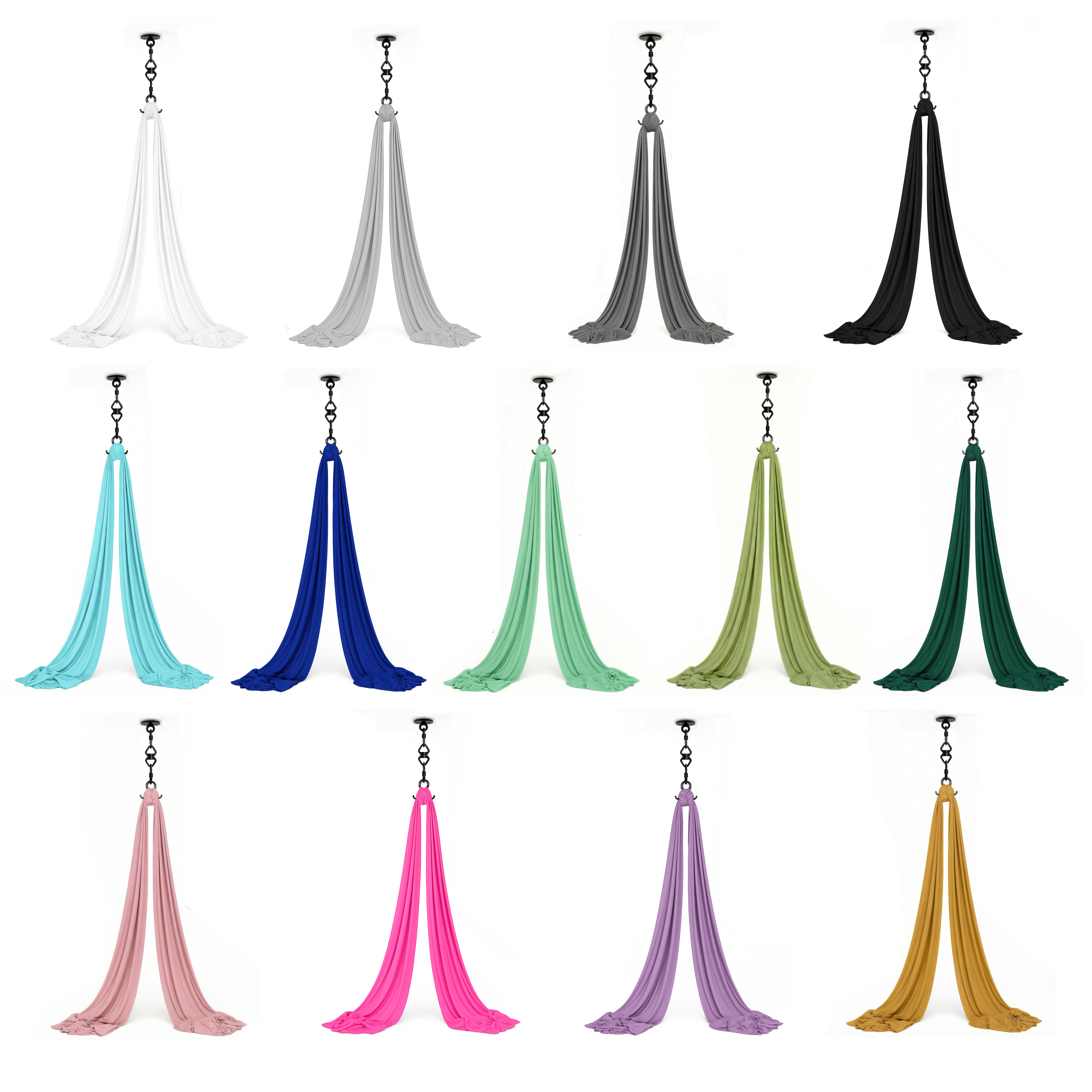 Szarfa akrobatyczna aerial silk | 6 m | zielona zestawienie_szarf