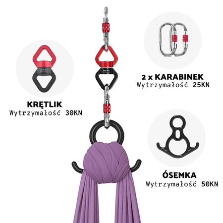 Szarfa akrobatyczna aerial silk | 8 m | fioletowa
