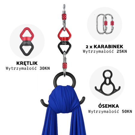 Szarfa akrobatyczna aerial silk | 7 m | Niebieska