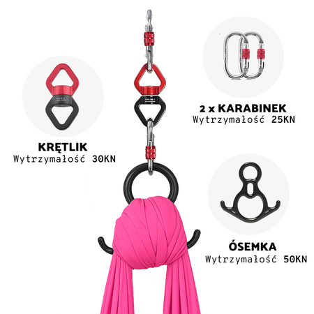 Szarfa akrobatyczna aerial silk | 8 m | różowa