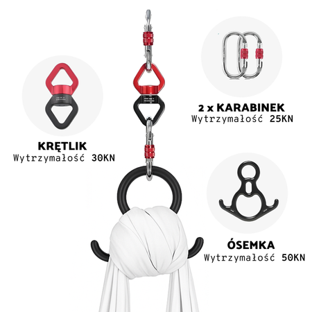 Szarfa akrobatyczna aerial silk | 7 m | biała