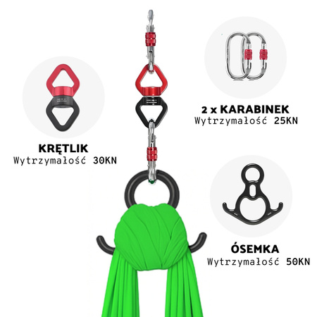 Szarfa akrobatyczna aerial silk | 8 m | zielona